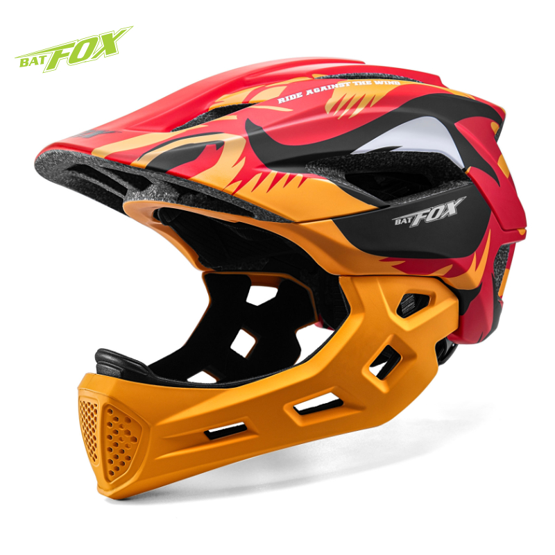 Running Gear Kids - BATFOX キッズフルフェイスバイクヘルメット取り外し可能なサイクリングヘルメット子供青少年スポーツ安全保護装備 MTB 自転車ヘルメット