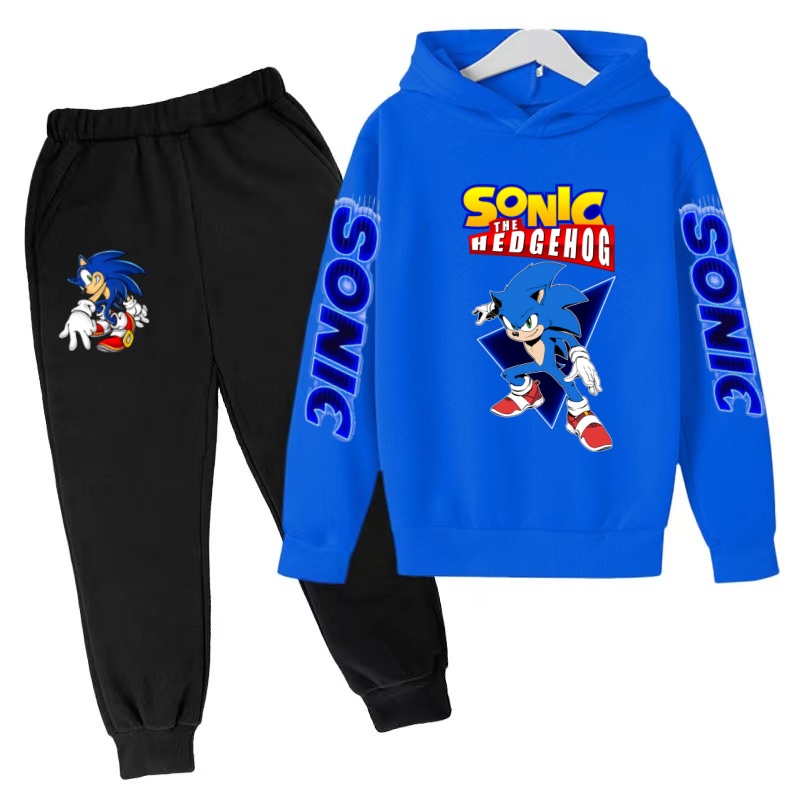 Running Gear Kids - キッズ超音速服ジョギングブルースウェットシャツトップコート+パンツ2点セットパーカー男の子女の子3-12歳服カジュアルスポーツセット
