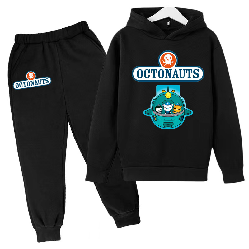 Running Gear Kids - 男の子と女の子のためのアウトドアスポーツフード付きスウェットシャツ,コート,パンツ,2ピース,カジュアル,秋,冬,男の子,女の子,幼児,3〜12歳