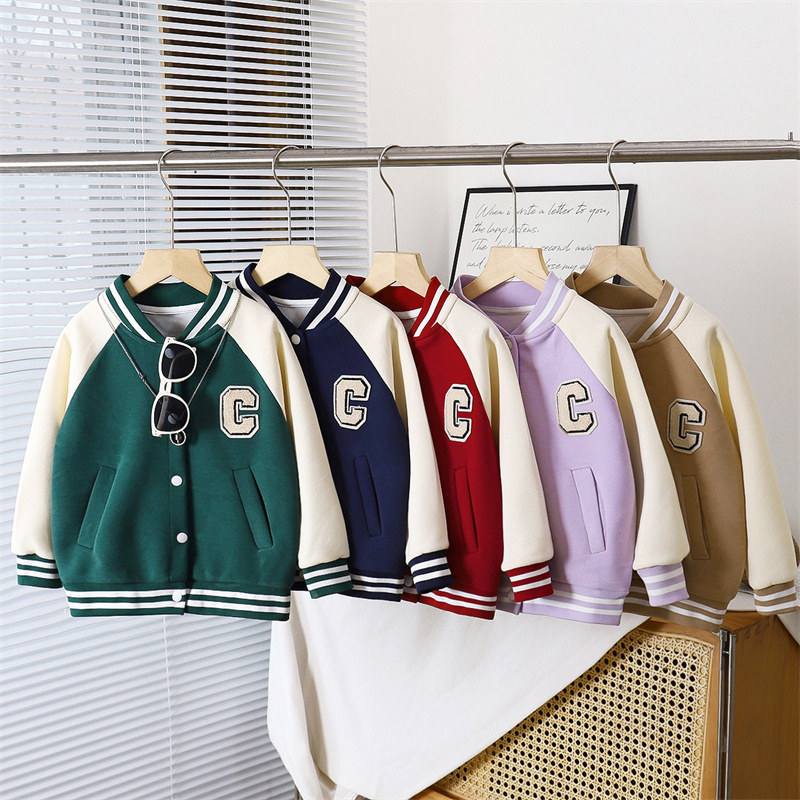 Running Gear Kids - 子供の野球ジャケットボーイズファッションコート秋女の子手紙カジュアル上着春の新作ベビーキッズルーズスポーツ服