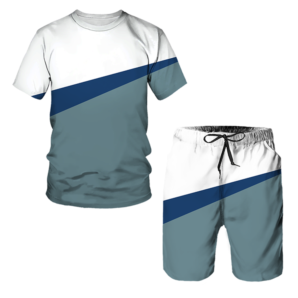 Running Gear Youth - メンズサマーセット アウトドアランニングフィットネススポーツスーツ 半袖Tシャツ＆ショーツ 2ピース ファッションカジュアルジムTシャツ メンズアウトフィット