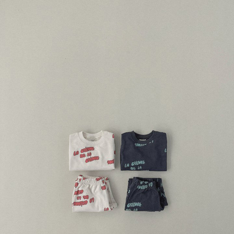 子供用長袖スウェットシャツとパンツのセット,レタリングプリン - Running Gear Kids のレビューと価格